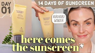 💛 14 DAYS OF SUNSCREEN  DAY 1  HaruHaru Wonder Airyfit Daily Sunscreen [upl. by Mad538]