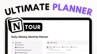 ULTIMATE Daily Weekly Monthly Planner with Notion  AllInOne Template Tour [upl. by Smailliw]