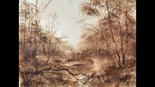 Beginner Tonalist Watercolor Landscape Tutorial Monochrome Cotman Vandyke Brown [upl. by Sinnaoi]