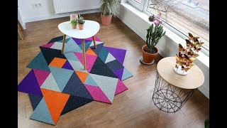 MODULAR TANGRAM DIY RUG made of CARPET TILES [upl. by Johannessen333]