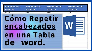 Como Repetir Título de Tabla en word en Varias Páginas [upl. by Andryc574]