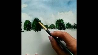 Aquarell für Anfänger Landschaft malen  Watercolor for beginner Landscape painting [upl. by Leibarg]