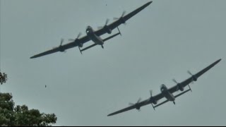 2 Lancasters Farewell to Canadian Lancaster “VERA” – Goodwood [upl. by Llenwad392]