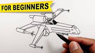 How to draw a star wars spaceship  Simple Drawings [upl. by Yorle591]