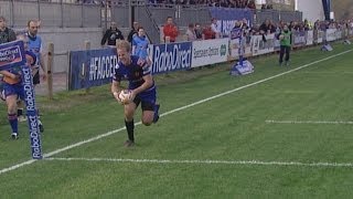 Ashley Smith strolls in for Try and gets injured  Zebre v Newport Gwent Dragons 29th March 2014 [upl. by Salema]