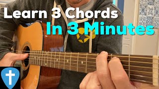 Learn First 3 Chords on Guitar in 3 Minutes  Beginner Lesson  Matt McCoy [upl. by Abott]