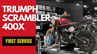 First Service on the Triumph Scrambler 400X  What You Need to Know triumphscrambler firstservice [upl. by Areehs]