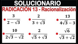 RADICACIÓN 13 Racionalización SOLUCIONARIO [upl. by Gladdy]