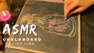 ASMR chalkboard drawing an illustration a flower growing from a heart chalkboard soundno talking [upl. by Idonah]