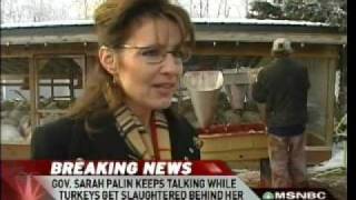 Gov Palin pardons turkey at turkey slaughter [upl. by Netsud]