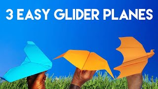 3 easy glider planes  How to make a paper airplane GLIDER  BEST Paper Airplane [upl. by Akenahc]