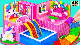 Build Double Water Slide in to Private Underground Swimming Pool House  DIY Miniature Unicorn House [upl. by Namhcan988]