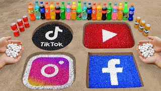 CocaCola amp Mentos vs Facebook Instagram TikTok YouTube Logos with Orbeez [upl. by Lieno]