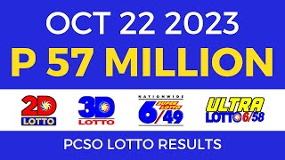 Lotto Result October 22 2023 9pm PCSO [upl. by Enined939]