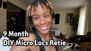 9 Month DIY Microlocs Retie  Update [upl. by Helban27]