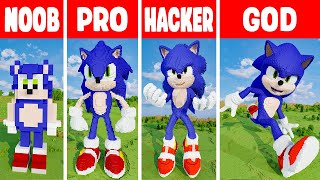 Minecraft SONIC 3 STATUE BUILD CHALLENGE  NOOB vs PRO vs HACKER vs GOD [upl. by Saltzman]