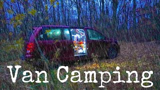 Car Camping in a Heavy Rain Storm Deep In the woods Van Life [upl. by Nylynnej]