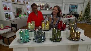 Set of 3 Illuminated Crackle Glass Candles by Valerie on QVC [upl. by Aztilem761]