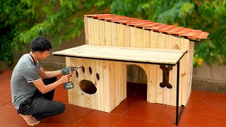 Build super cute wooden dog house  Full tutorial [upl. by Gothard]