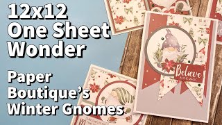 12x12quot One Sheet Wonder  Making 10 Cards  A Bonus Card  The Paper Boutique Winter Gnomes [upl. by Yantruoc]