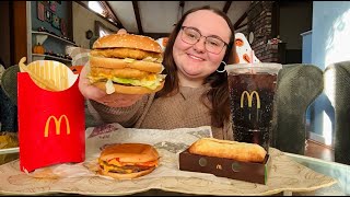 McDonalds Mukbang NEW Chicken Big Mac Double Cheeseburger Fries amp Pumpkin Creme Pie [upl. by Heshum]