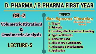 Non aqueous titrationvolumetric analysisch2L5DPharmaBPharma first year [upl. by Allison709]