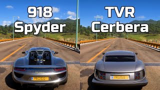 Forza Horizon 5 Porsche 918 Spyder vs TVR Cerbera Speed 12  Drag Race [upl. by Hujsak255]