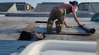 torchon roofing cap sheet install Summer heat okanagan Canada roofing torchon iko [upl. by Chucho]