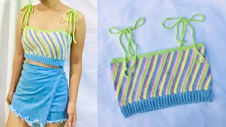 MOONBOW CROCHET CROP TOP TUTORIAL  for all sizes [upl. by Efram200]