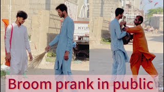 Broom prank in public  SHaHprank [upl. by Alyar133]