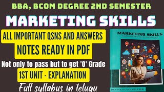 Marketing skills degree 2nd semester imp qsns notes available 2024 Full explanation in telugu [upl. by Tia905]