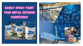 How to spray paint metal outdoor furniture with Rustoleum spray paint [upl. by Ameluz831]