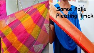 Saree Pallu Pleating Trick  Saree Pleating tricks in tamil [upl. by Klockau]