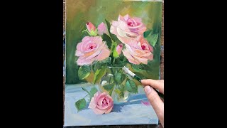 Rose oil painting Vugar Mamedov [upl. by Yarvis]