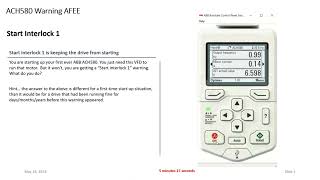 ABB ACH580 VFD Video alarm AFEE Start Interlock 1 [upl. by Ellingston]