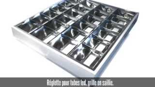 Réglette grille en saillie pour 4 tubes led 600 mm [upl. by Itsud]