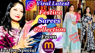 Meesho Latest Affordable Sarees  Meesho Saree Haul  Viral Jimmy Choo SilkChiffonGeorgetteSaree [upl. by Enna]