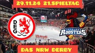 DEG SIEGT IM NRW DERBY Düsseldorfer EG vs Iserlohn Roosters 291124 21SPIELTAG Stadionvlog😃🔴🟡🏒🔥 [upl. by Atrebla]