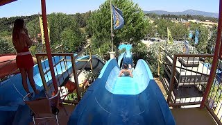 Blue Kamikaze Water Slide at Aqualand Corfu [upl. by Sochor177]