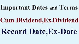 What is Record DateEx Date Cum Dividend and ExDividend In Hindi [upl. by Connors294]