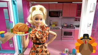 Barbie and Ken Thanksgiving Dinner Disaster at Barbies Dream House and Sleepover w Barbies Sister [upl. by Ramej]