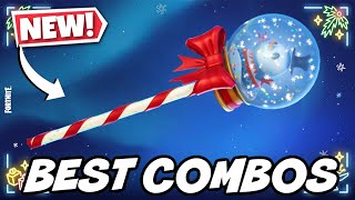 BEST COMBOS FOR NEW SNOWGLOBE SMASHER PICKAXE FREE WINTERFEST PICKAXE  Fortnite [upl. by Elleuqar309]