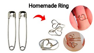 Homemade Safety pin RingHow to make easy RingDiy Safety pin RingDiy Ring [upl. by Nahgem]