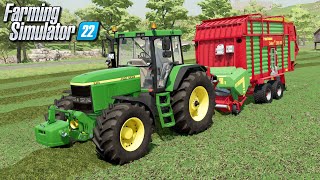 Zbieranie trawy i ugniatanie pryzmy  Farming Simulator 22  14 [upl. by Eeldarb170]