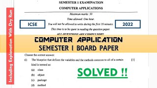 Computer Application Semester 1 Paper Solved  ICSE 2022 [upl. by Anitsrhc]