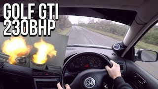 RAGGING A GTI POV 230 BHP  Stage 2 Map  Overrun pops and bangs [upl. by Darej]