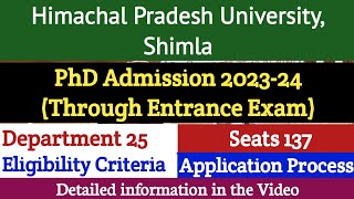 HPU PhD Admission Through Entrance Exam 202324  Eligibility Criteria  Admission Process [upl. by Nywra]