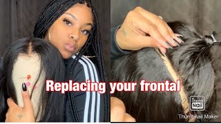 HOW TO REPLACE OLD FRONTAL ON YOUR WIG  VERY DETAILED [upl. by Chaille]