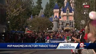 Chiefs quarterback Patrick Mahomes participates in victory parade at Disney Land [upl. by Zehc]