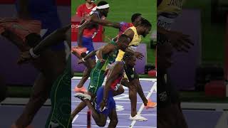 Noah Lyles 100m Olympic Gold Victory with Kishane Thompson [upl. by Cohla]